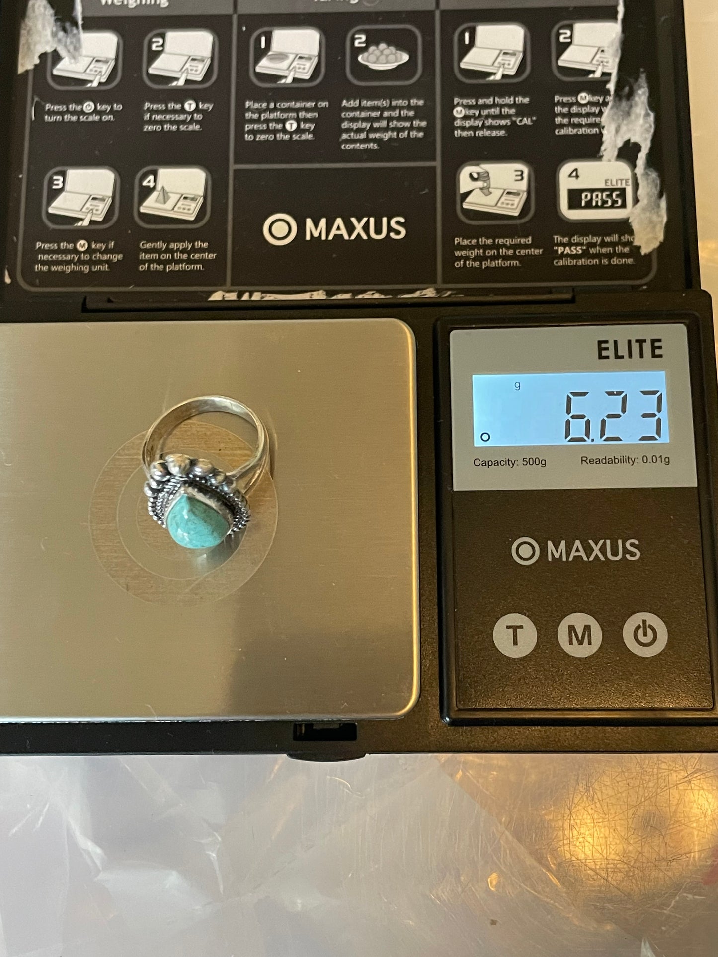 Turquoise Tear Drop Ring | 925 Sterling Silver Size 7 E449