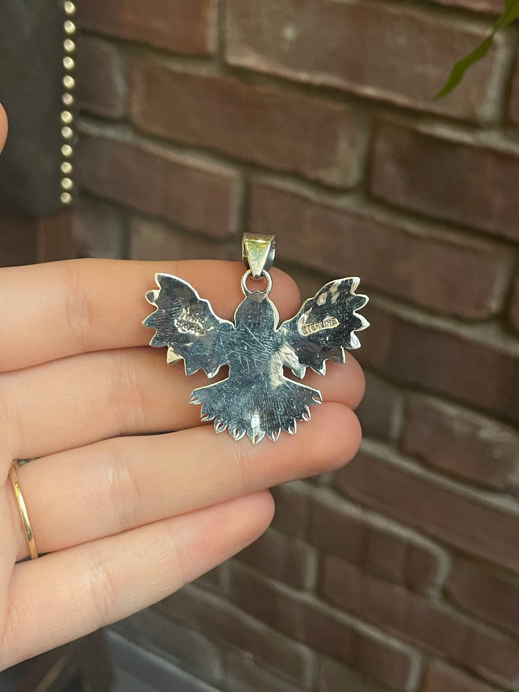 Pink Conch Thunderbird Pendant | 925 Sterling Silver C510