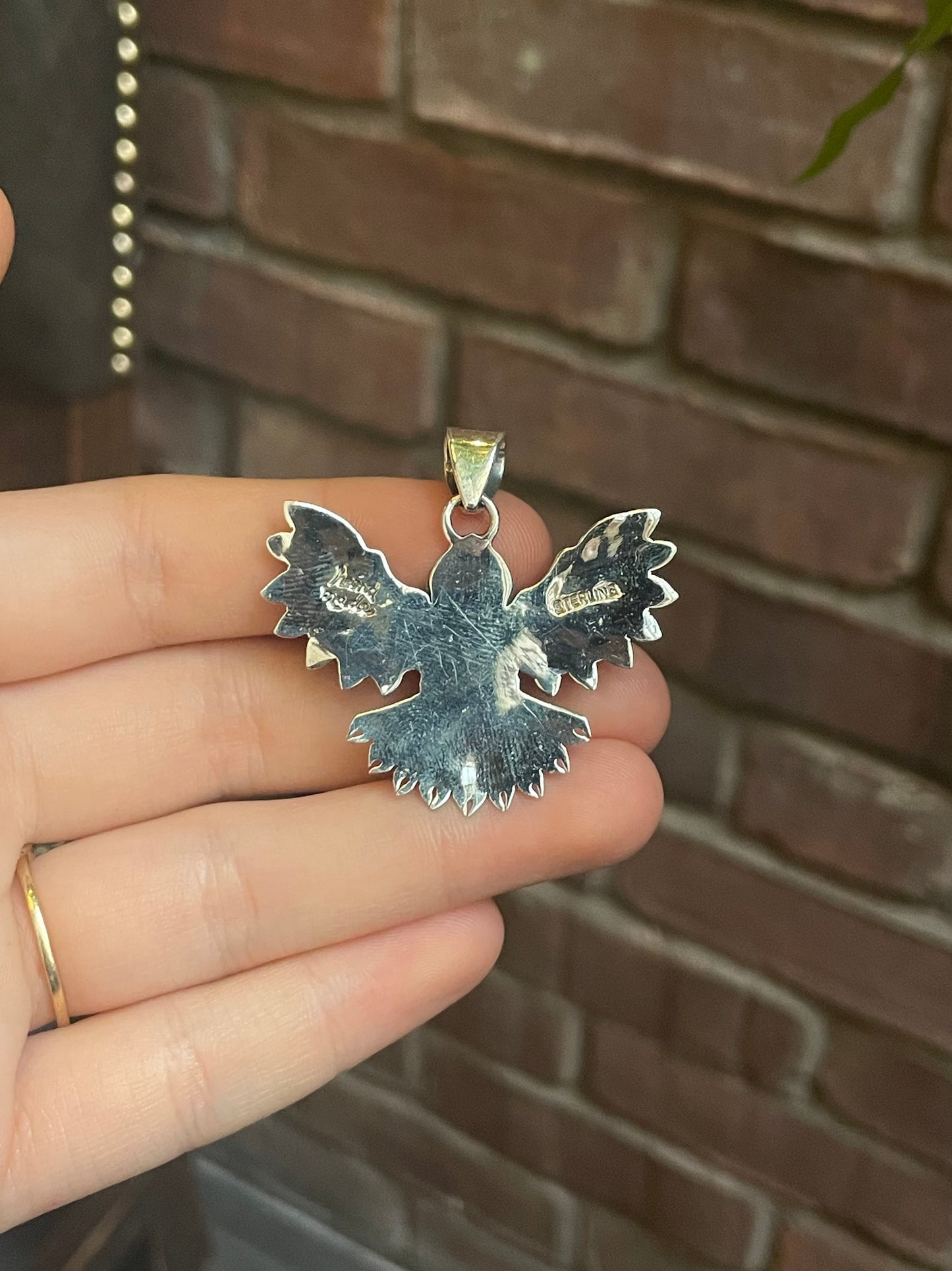 Pink Conch Thunderbird Pendant | 925 Sterling Silver C510