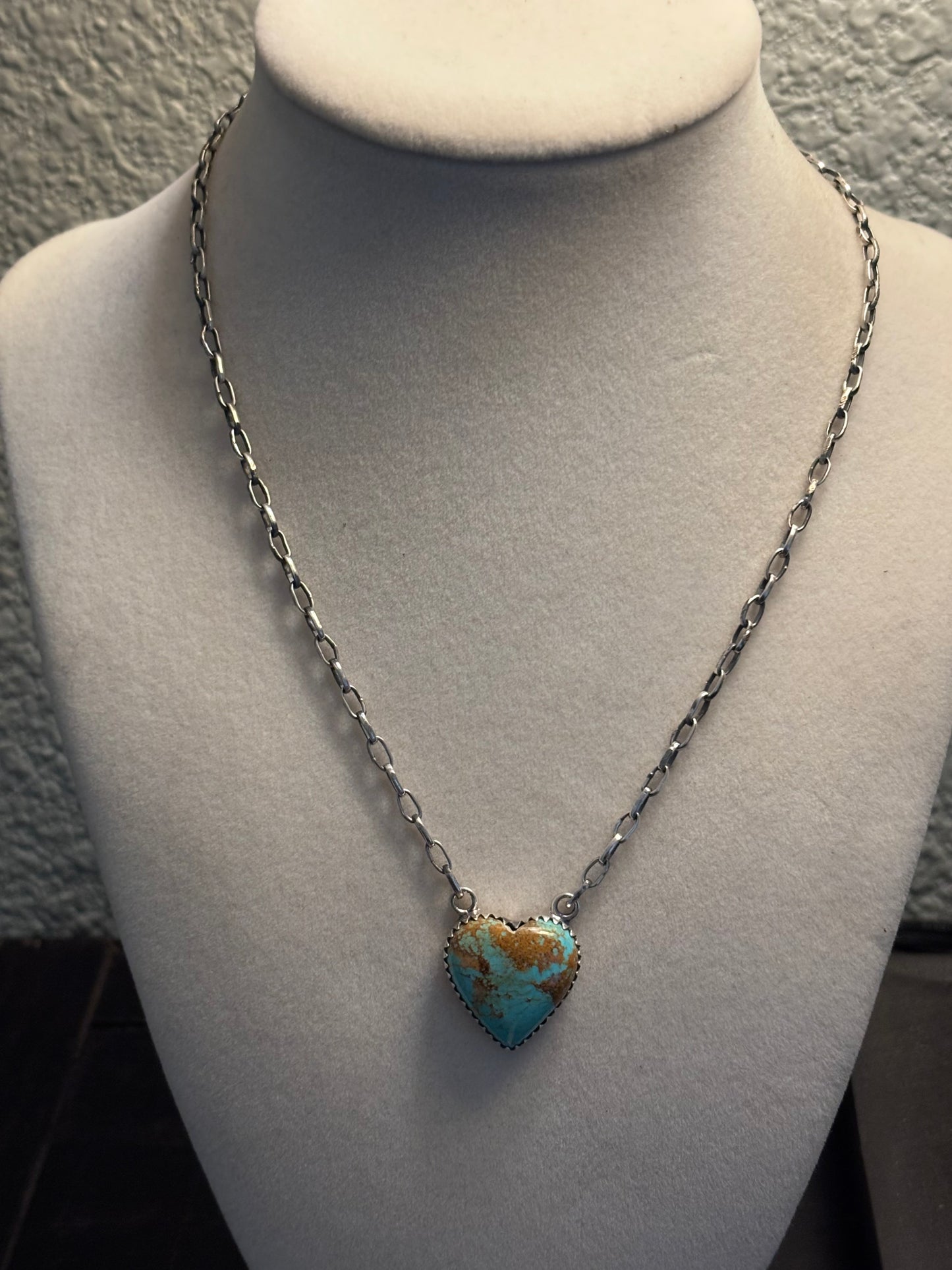 Turquoise Heart Necklace | Sterling Silver Southwestern Style A089