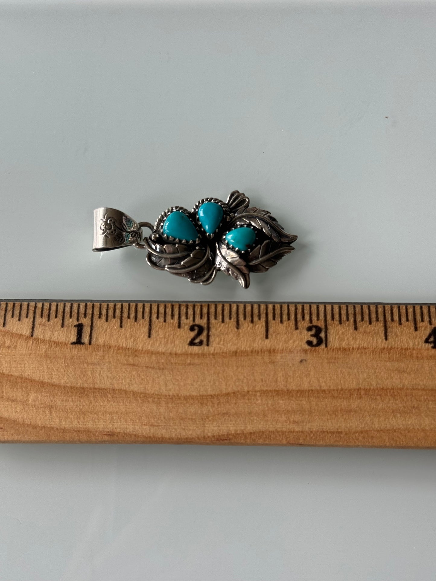 Kingman Turquoise Feather Pendant | Sterling Silver | A784