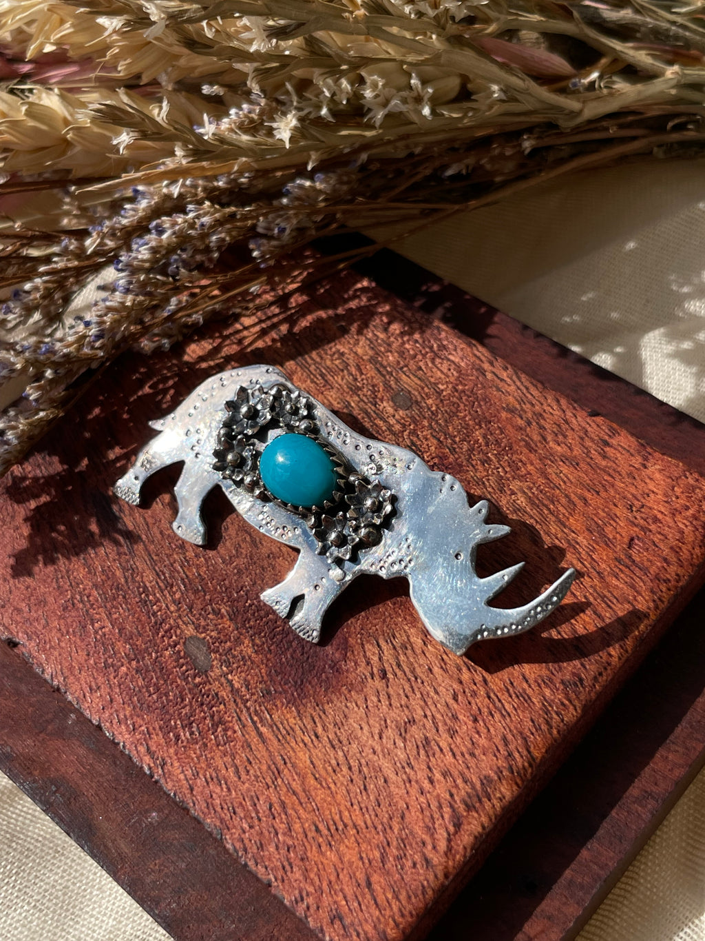 Turquoise Rhino Pendant | 925 Sterling Silver D329