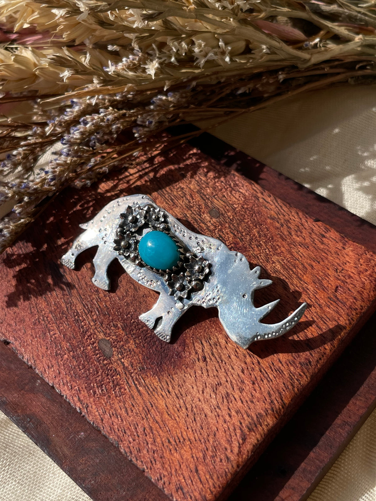 Turquoise Rhino Pendant | 925 Sterling Silver D329