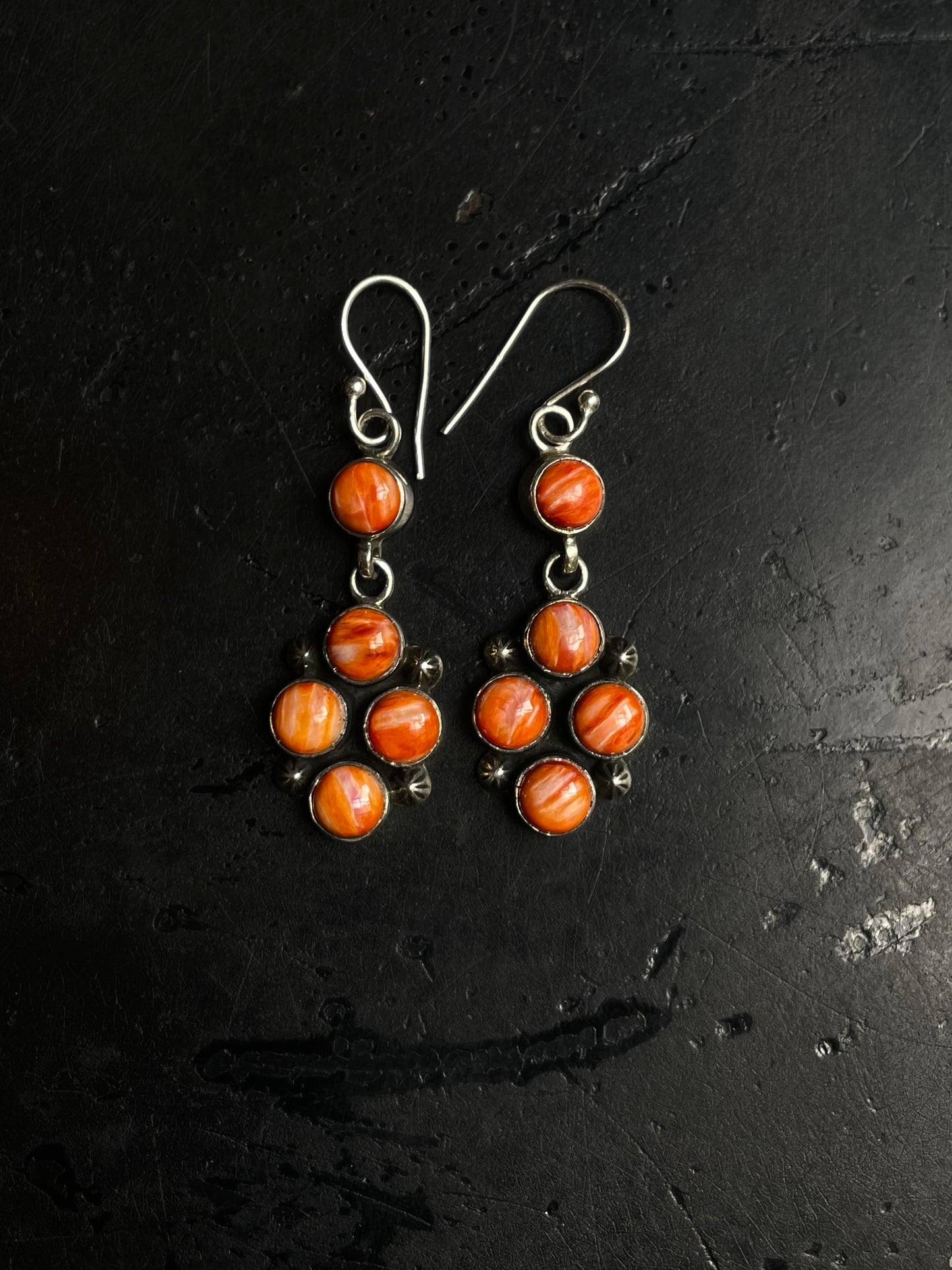 Spiny Oyster Cluster Dangle Earrings | 925 Sterling Silver C974