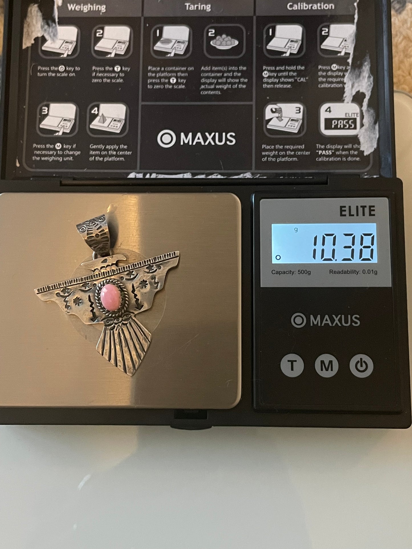 Pink Conch Thunderbird Pendant | 925 Sterling Silver E503