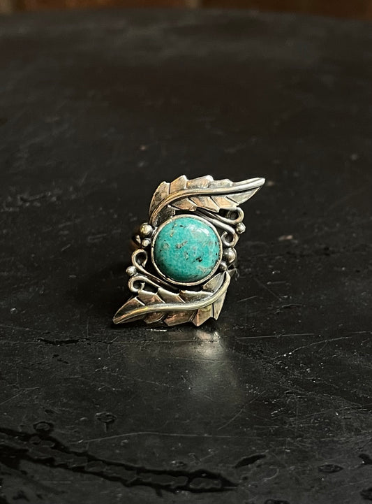 Kingman Turquoise Feather Ring Size 5.75 | 925 Sterling Silver Southwest E167