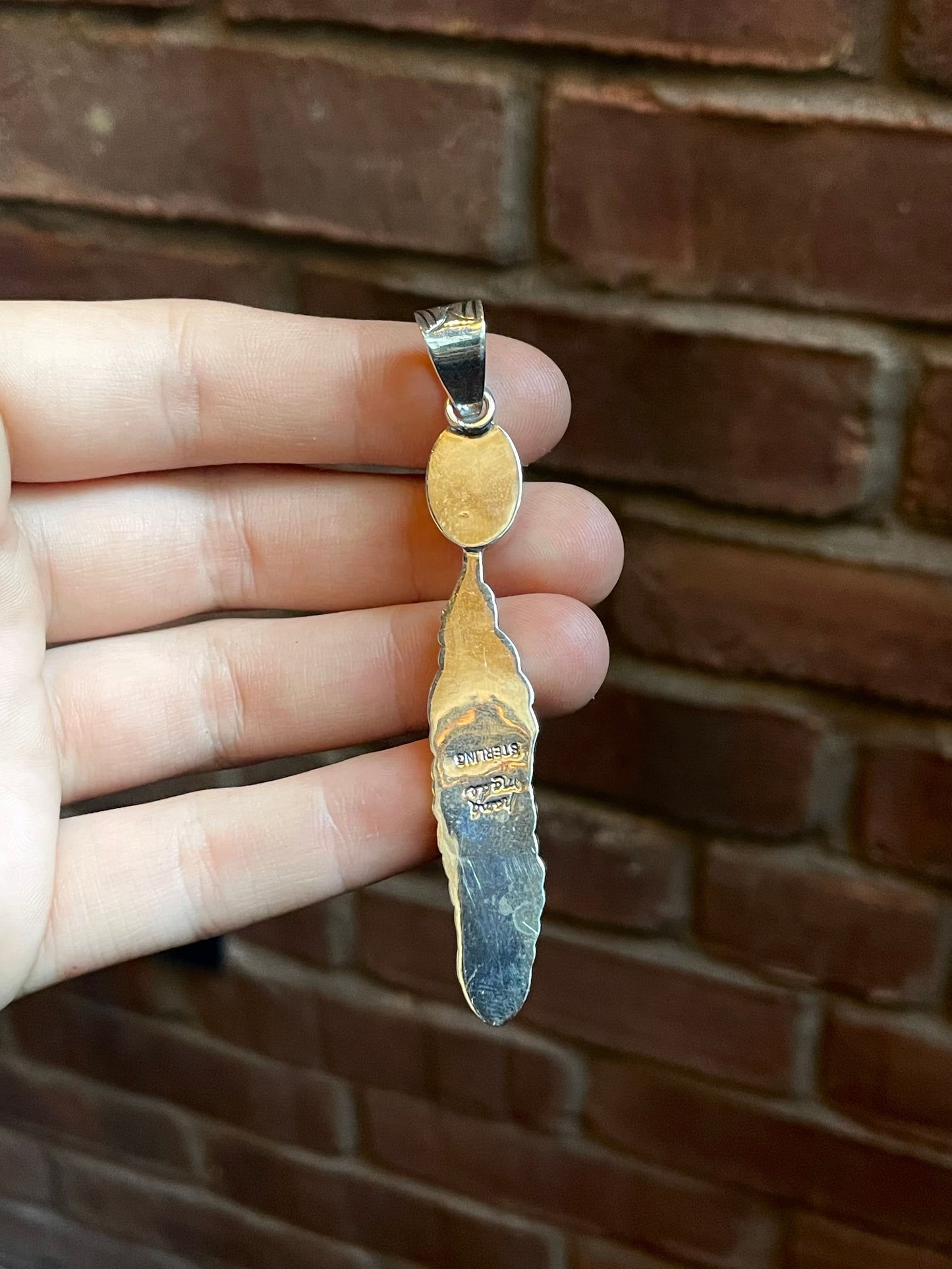 Turquoise Feather Dangle Pendant | 925 Sterling Silver C904