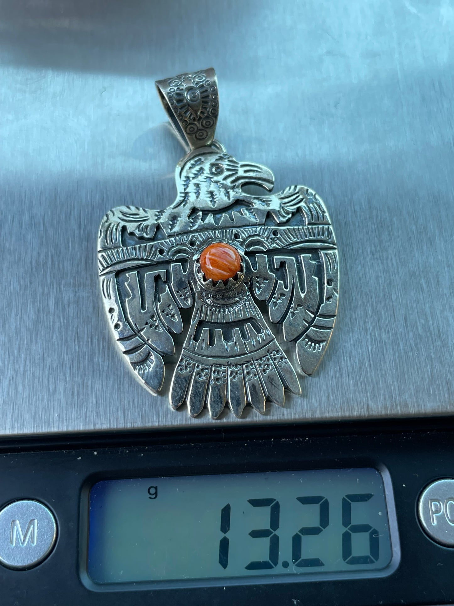Spiny Oyster Thunderbird Pendant | Sterling Silver 925 B482