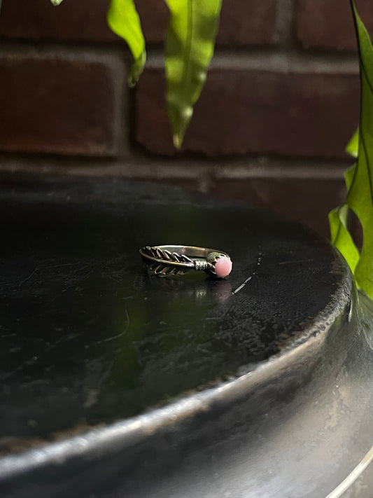 Pink Conch Feather Ring | Sterling Silver 925 Size 9.5 C743