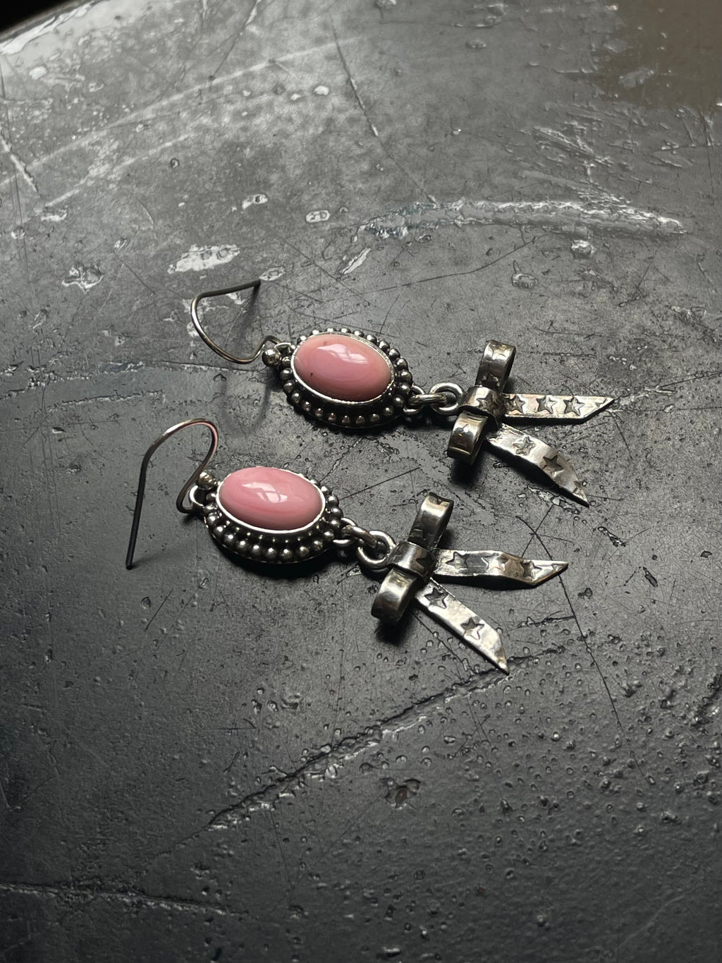 Pink Conch Bow Dangle Earrings | Sterling Silver E801