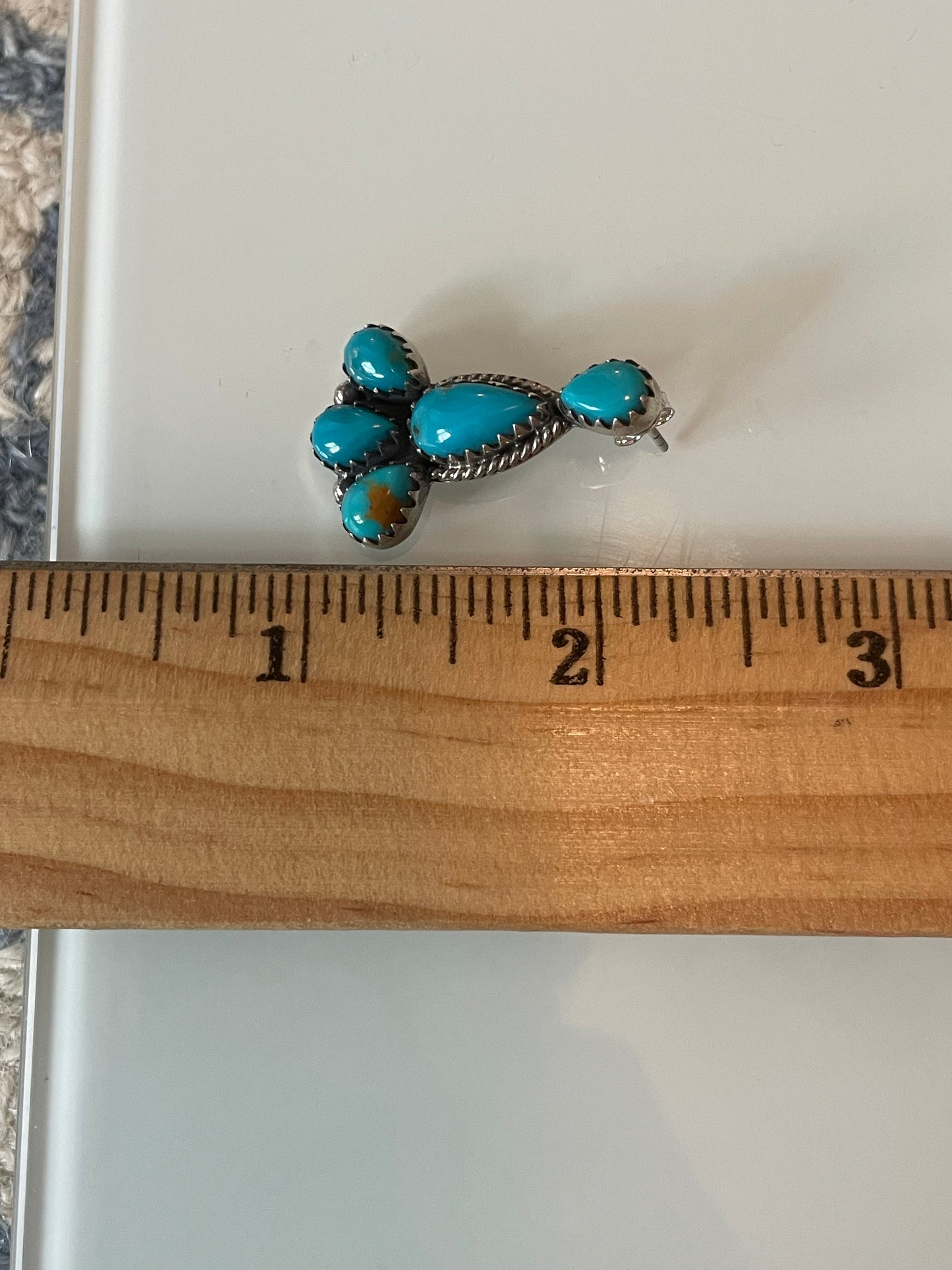 Kingman Turquoise Cluster Dangle Earrings | Sterling Silver E946