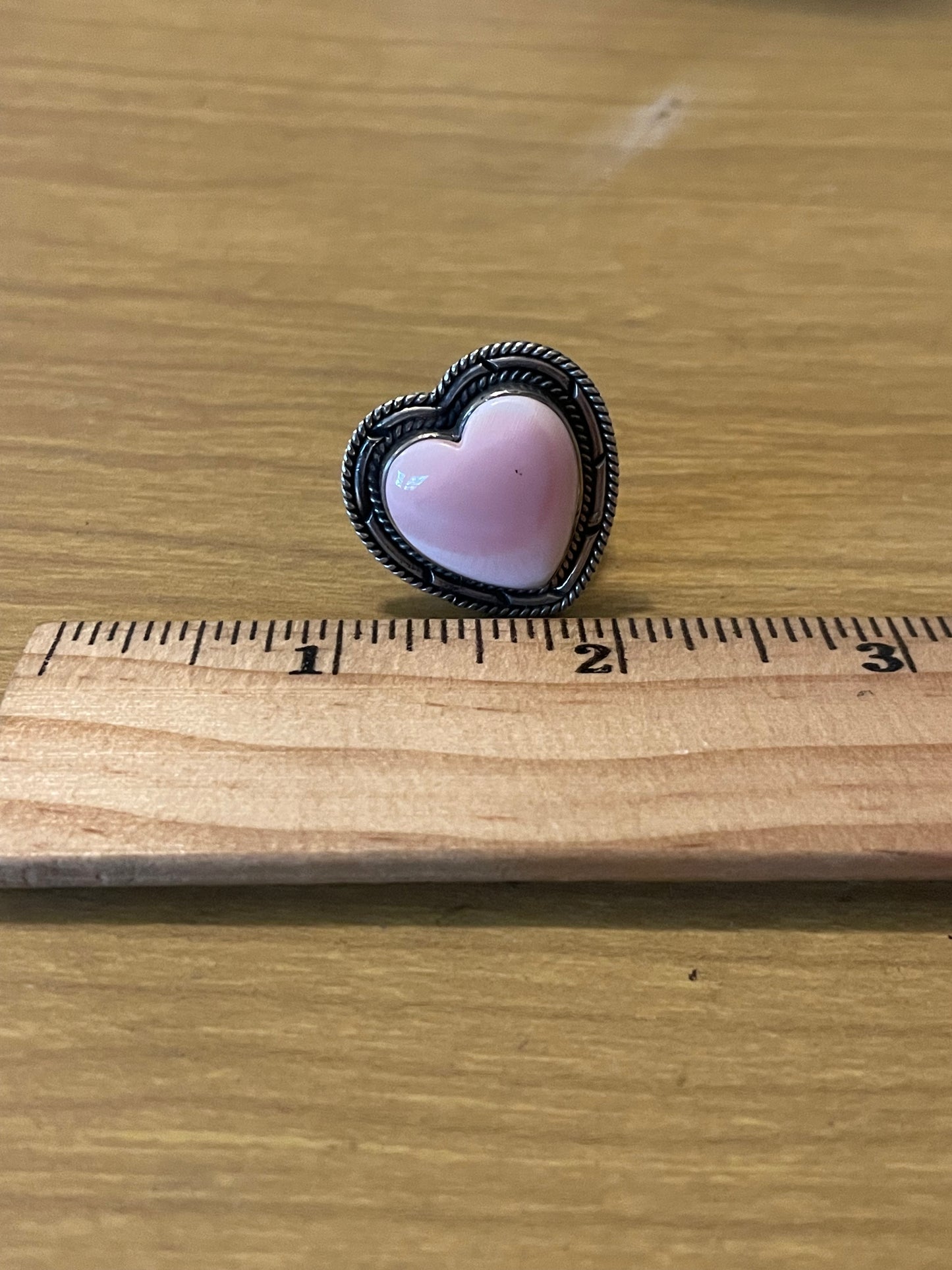 Pink Conch Heart Ring Size 8 | 925 Sterling Silver E987
