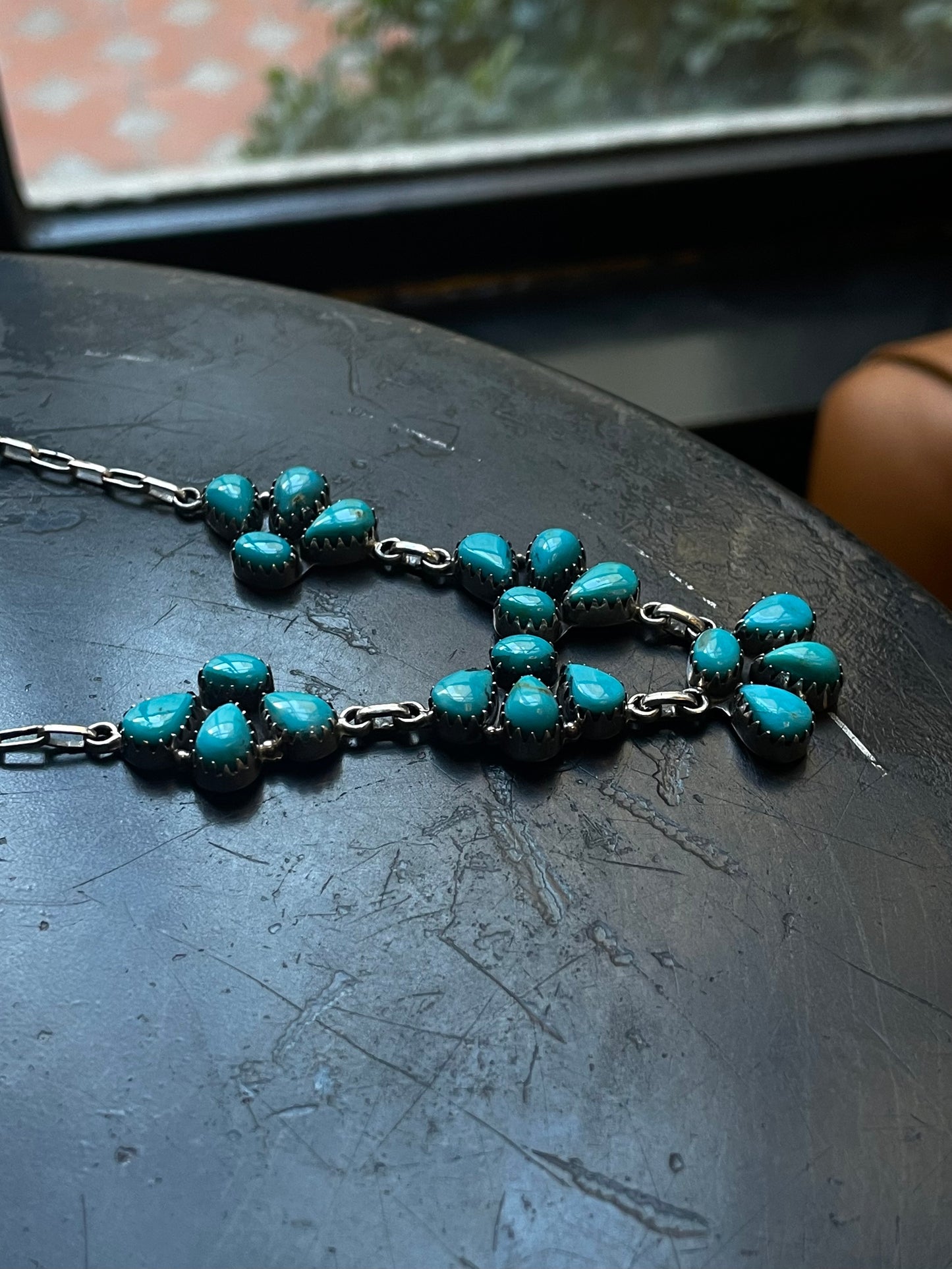 Kingman Turquoise Cluster Necklace | 925 Sterling Silver E613
