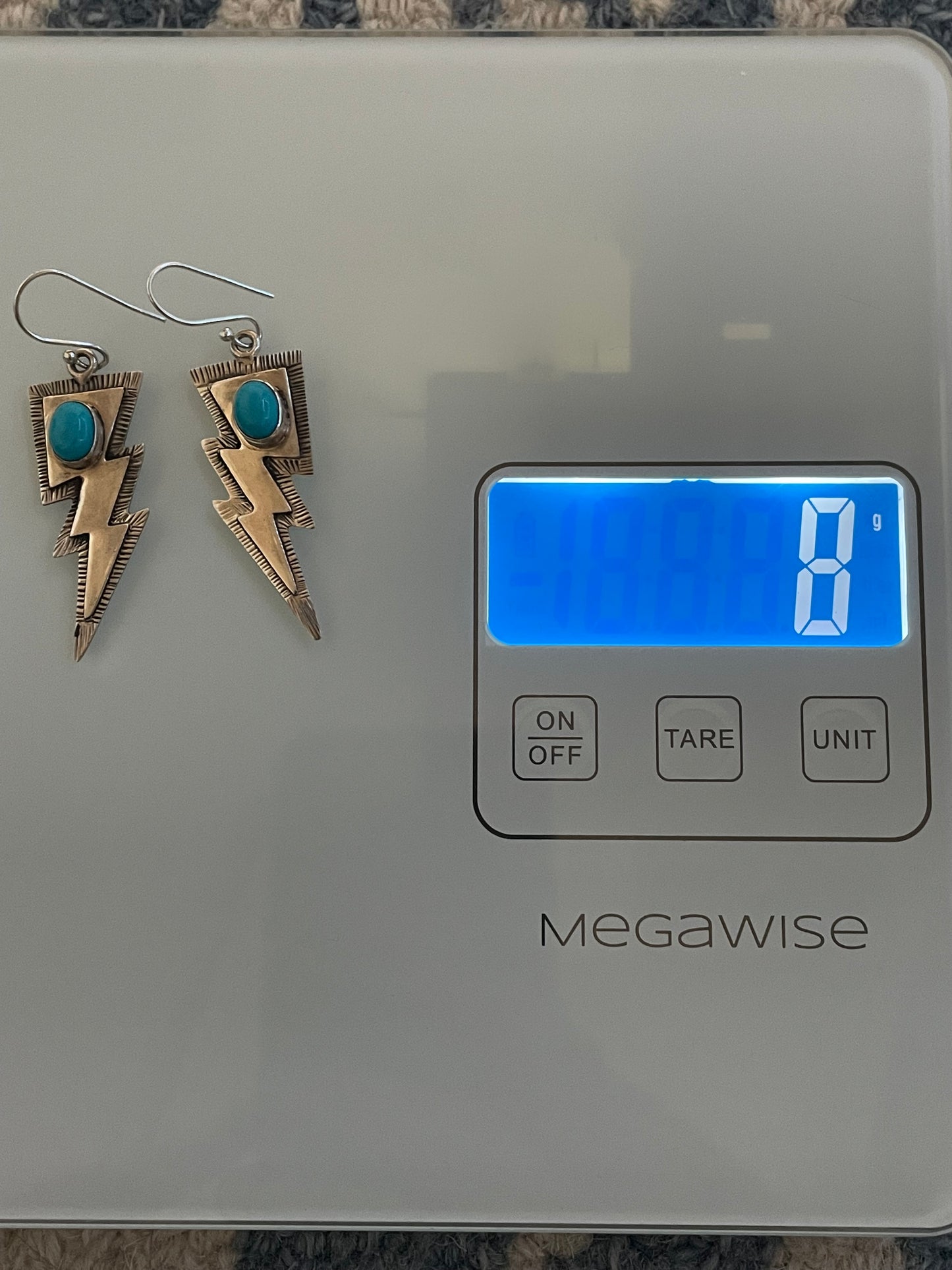 Kingman Turquoise Lightning Bolt Dangle Earrings | 925 Sterling Silver C968