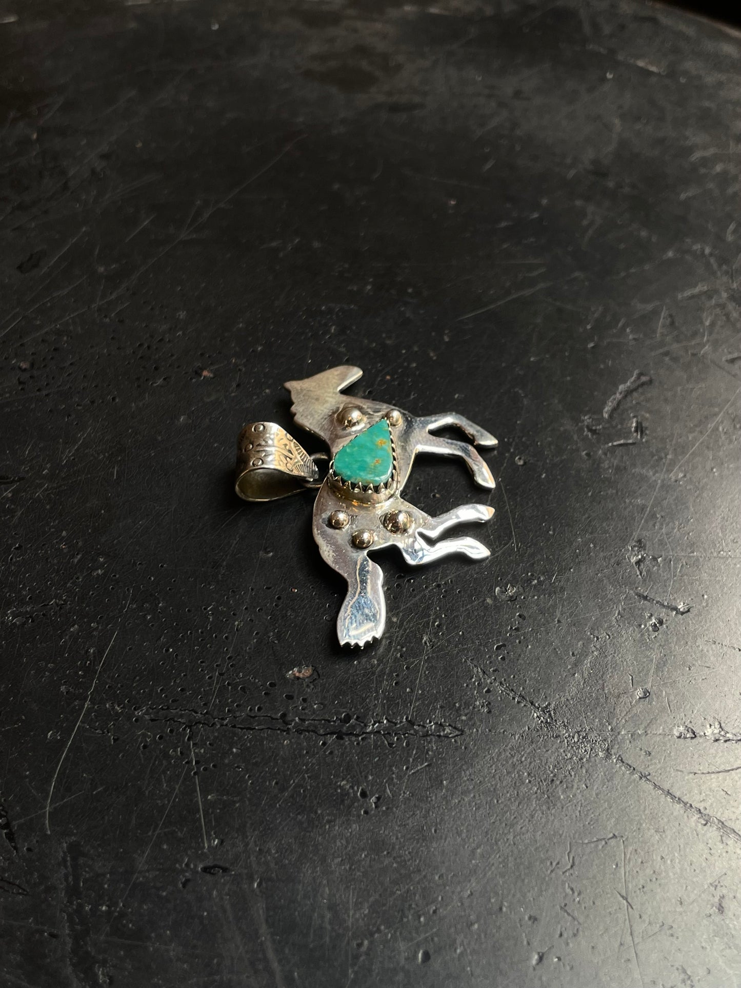 Kingman Turquoise Horse Pendant | 925 Sterling Silver E232