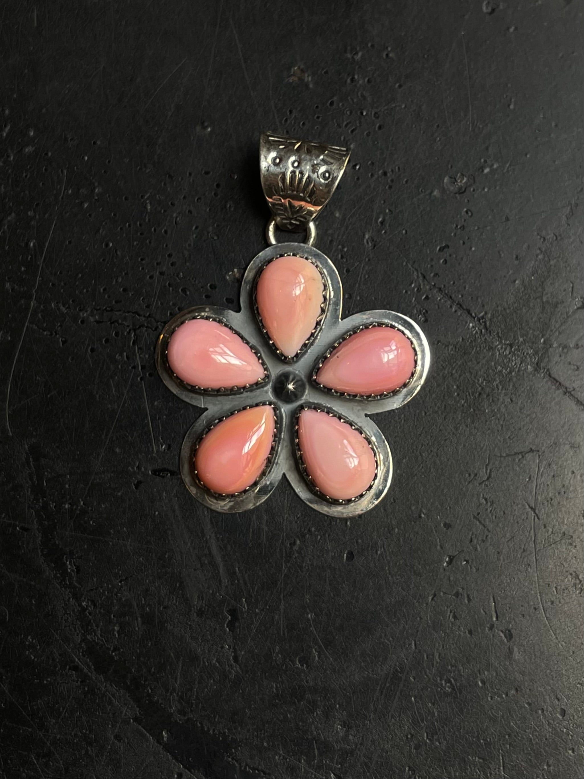 Pink Conch Flower Pendant | 925 Sterling Silver E233
