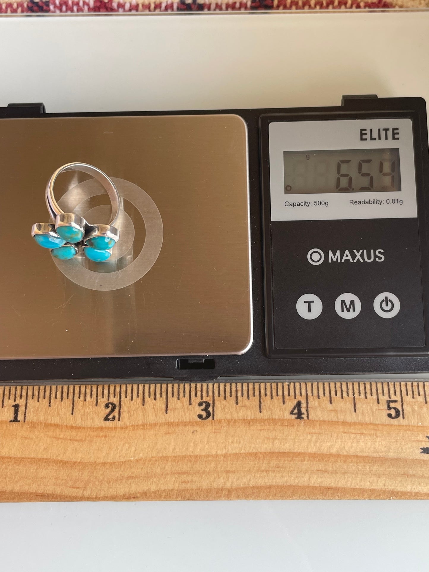 Kingman Turquoise Flower Ring Size 6.75 | 925 Sterling Silver G483