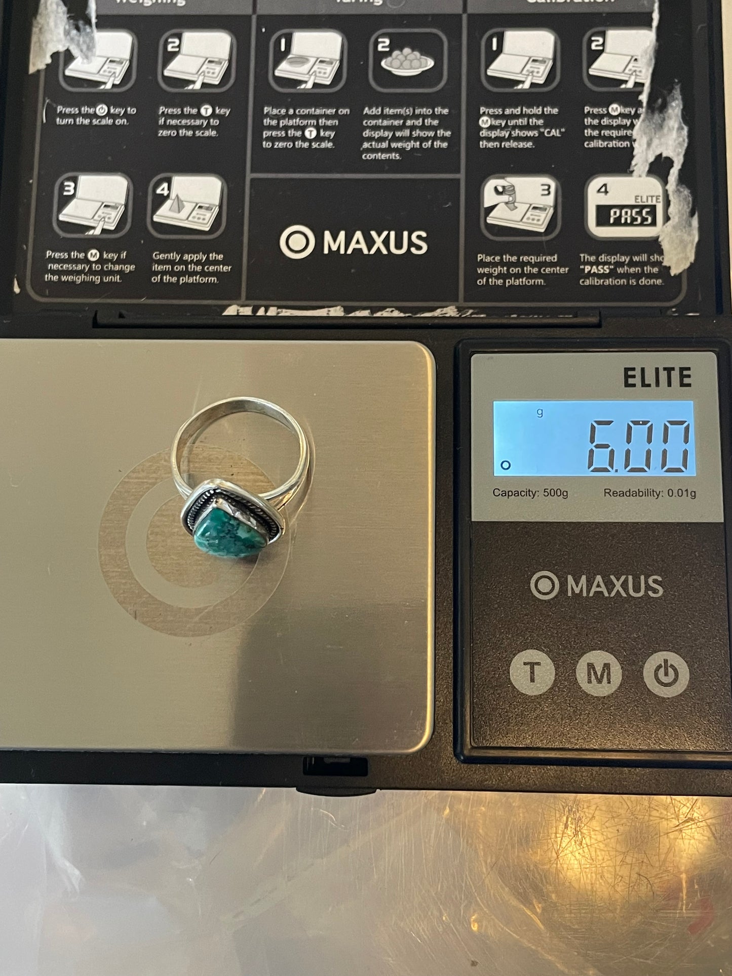 Turquoise Tear Drop Ring | 925 Sterling Silver Size 8.25 E451