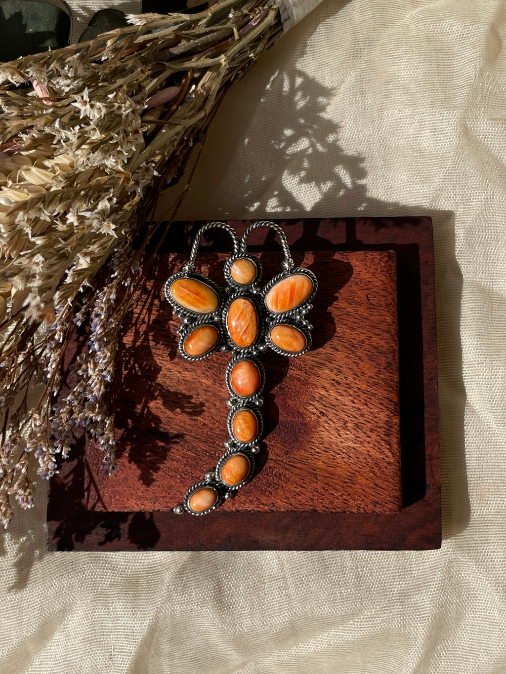 Orange Spiny Oyster Dragonfly Pendant | 925 Sterling Silver D326
