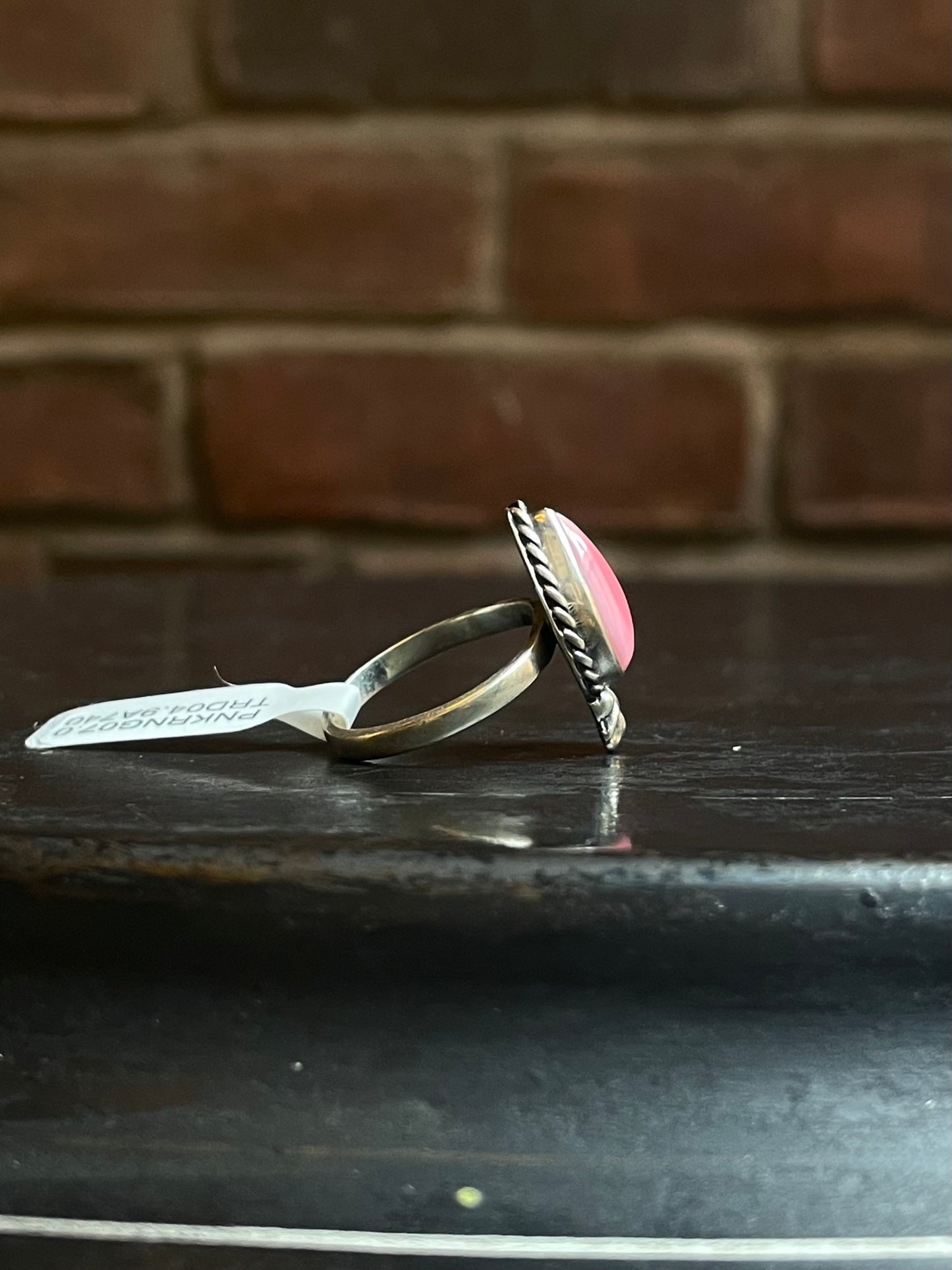 Pink Conch Teardrop Ring | Sterling Silver | Size 7 | A740