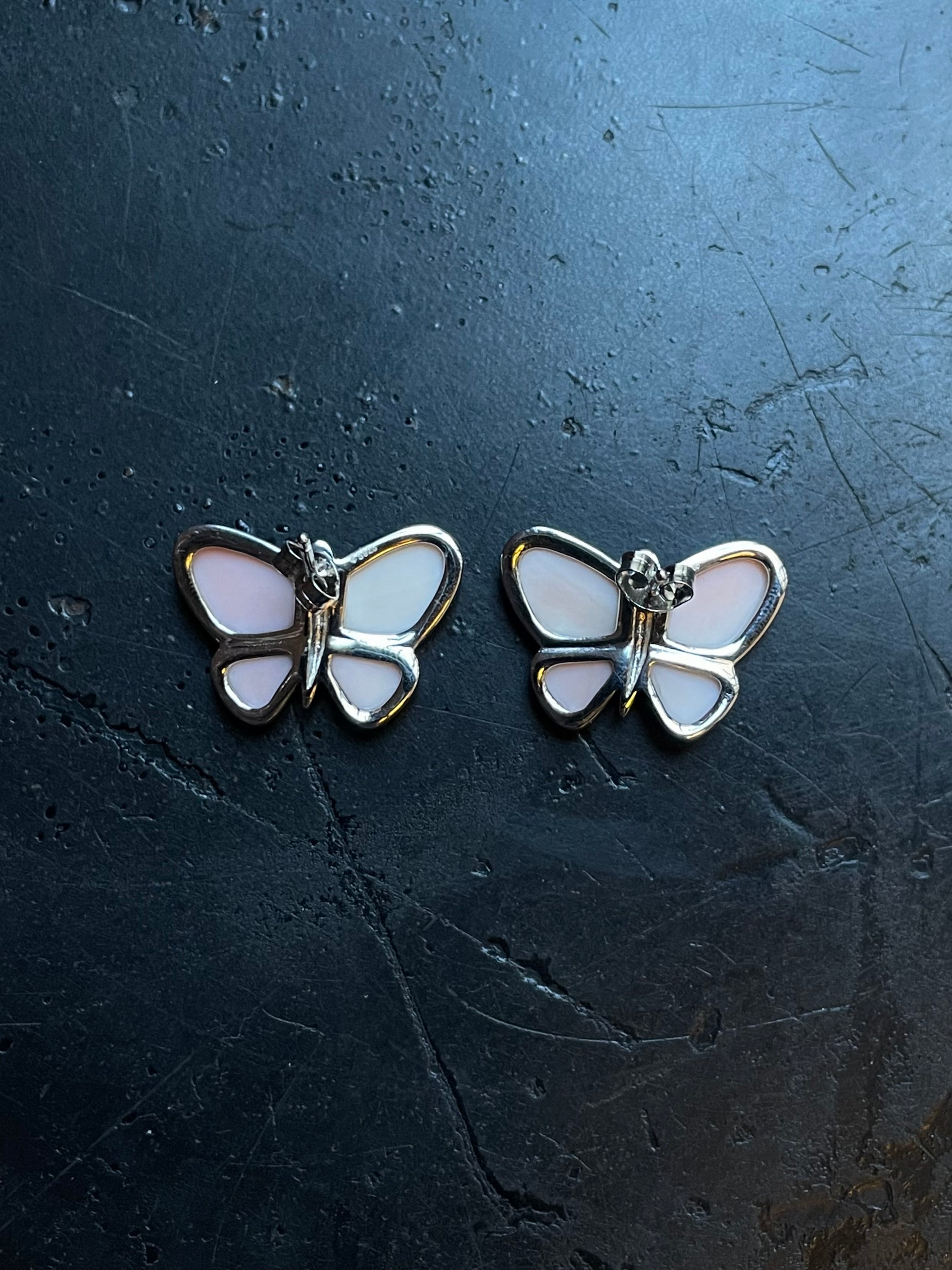 Pink Conch Butterfly Stud Earrings | 925 Sterling Silver E410