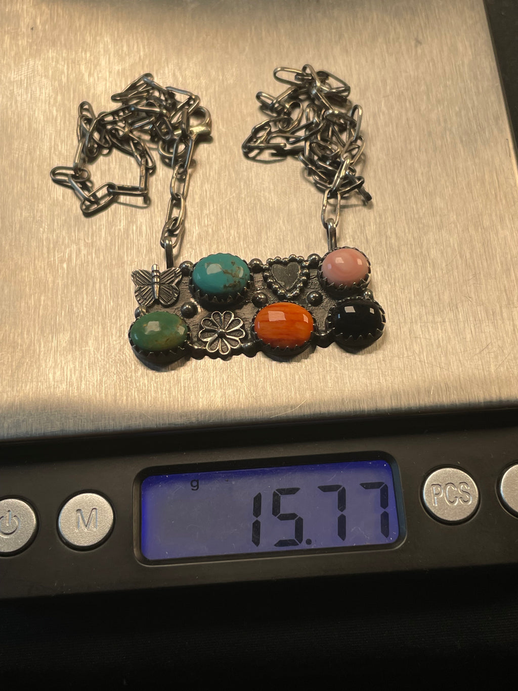 Multi-Stone Heart Necklace | 925 Sterling Silver D206