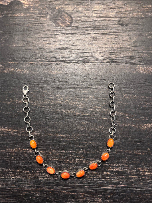 Spiny Oyster Link Bracelet | 925 Sterling Silver Southwestern Style A005