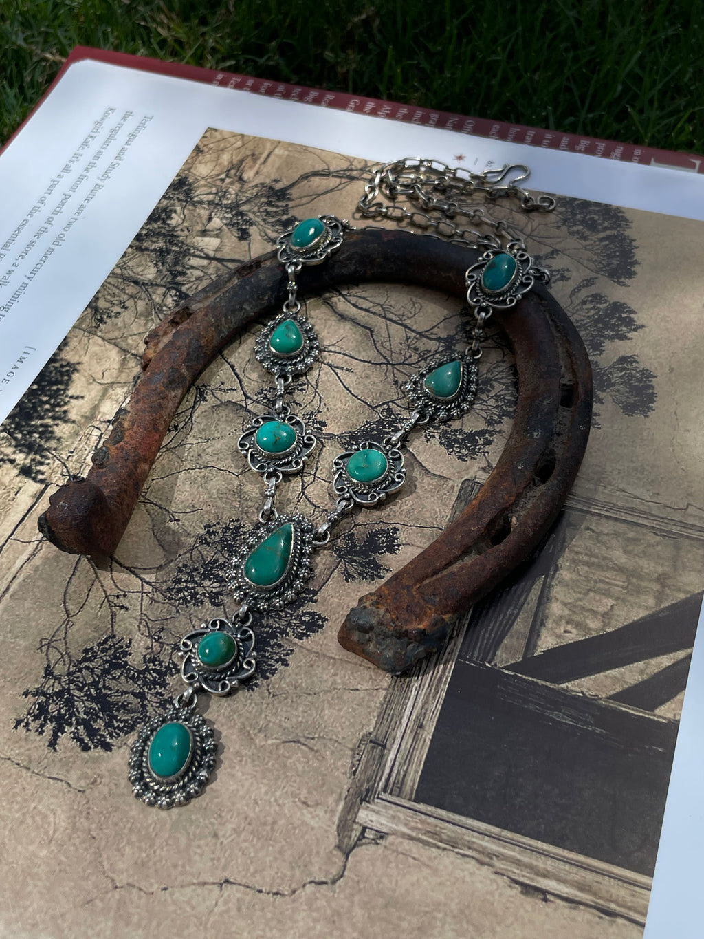 Turquoise Lariat Necklace | 925 Sterling Silver D258