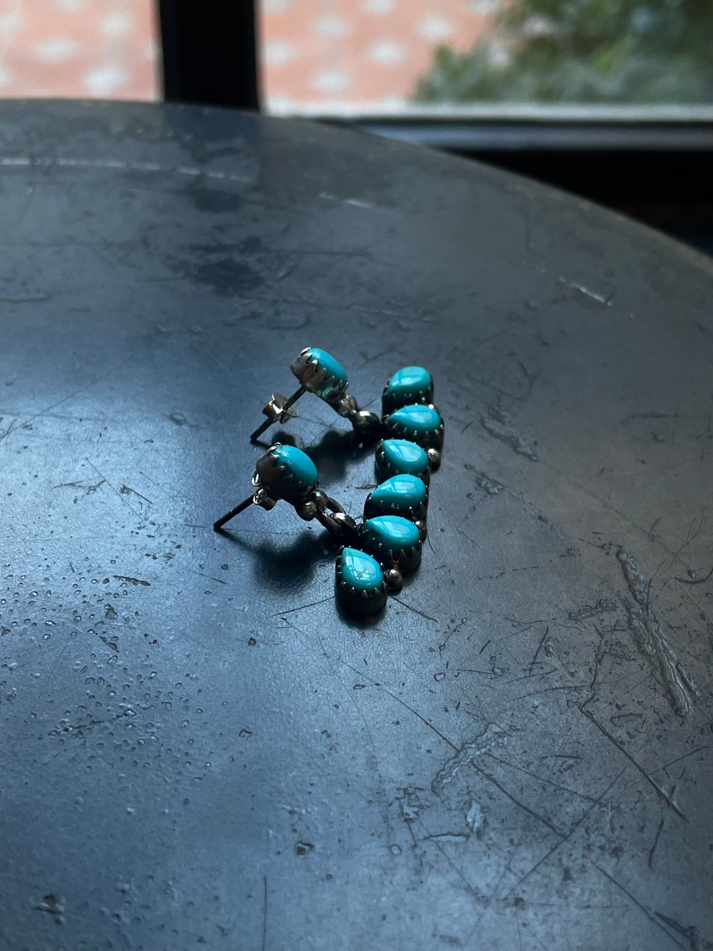 Kingman Turquoise Earrings | Teardrop Fan Stud E665