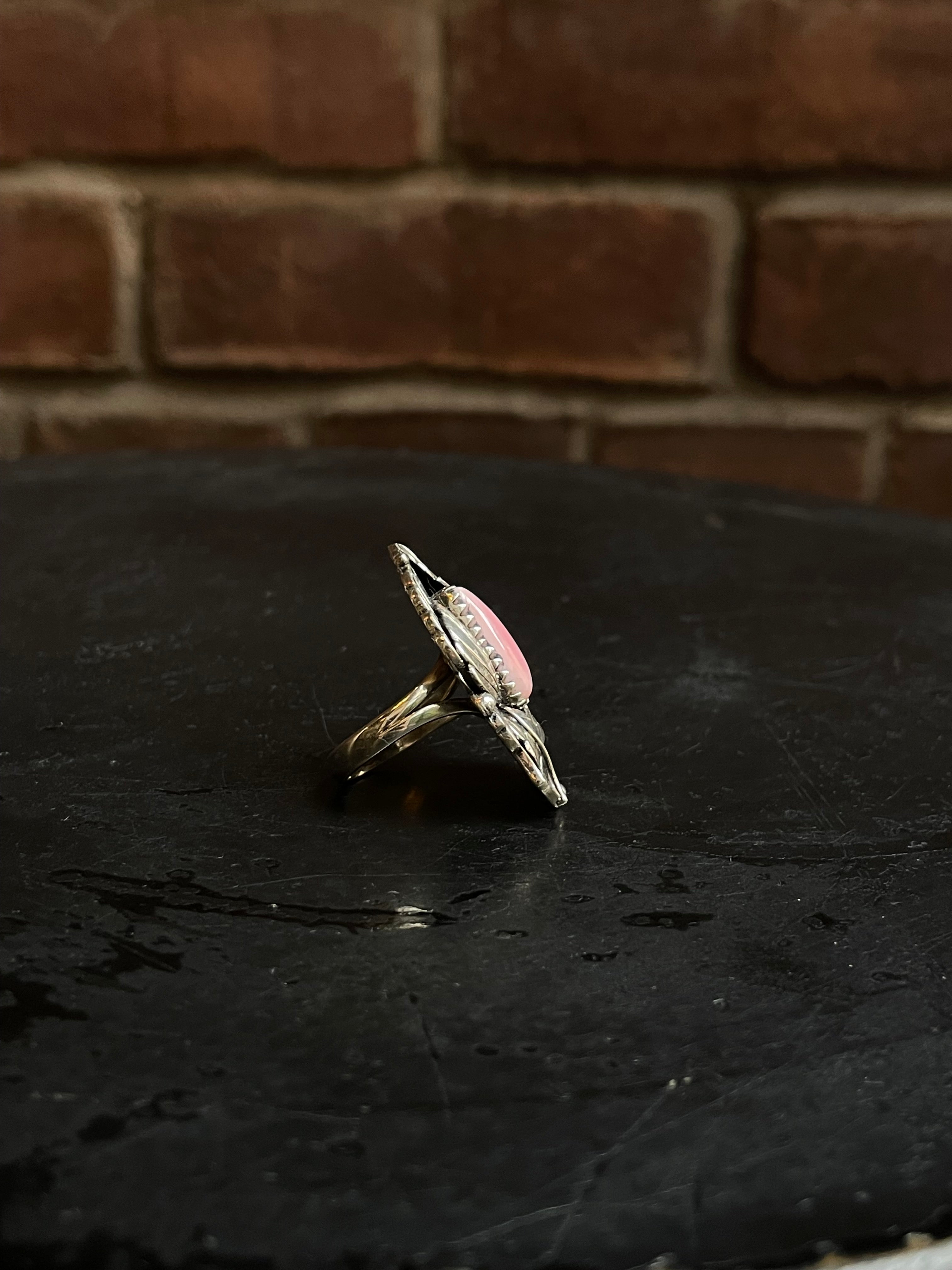 Pink Conch Feather Ring Size 6 | 925 Sterling Silver Southwest E171