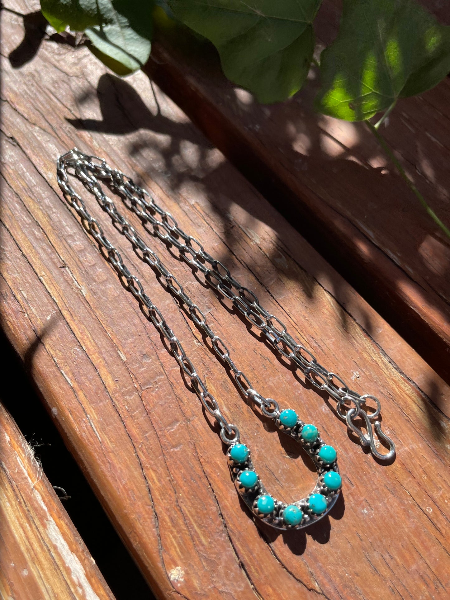 Kingman Turquoise Horseshoe Necklace | Sterling Silver 925 | B869