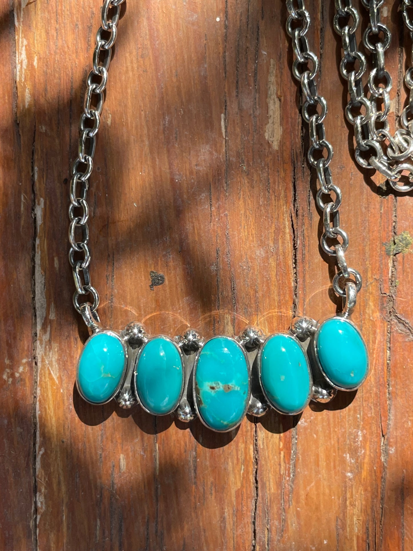 Turquoise Bar Chain Necklace | 925 Sterling Silver B157