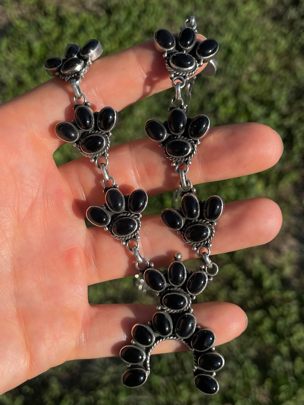 Black Onyx Naja Lariat Necklace | Sterling Silver G333