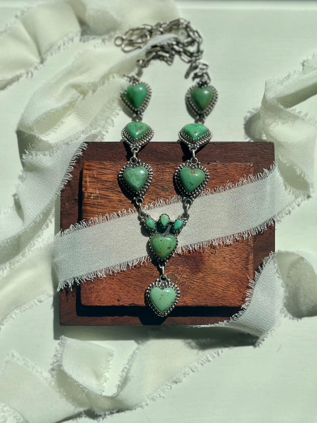 Kingman Turquoise Heart Lariat Necklace | 925 Sterling Silver G606