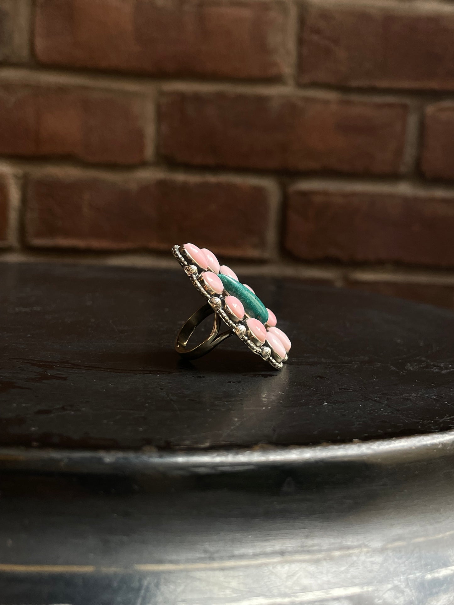 Turquoise and Pink Conch Ring | Size 6 | 925 Sterling Silver E193