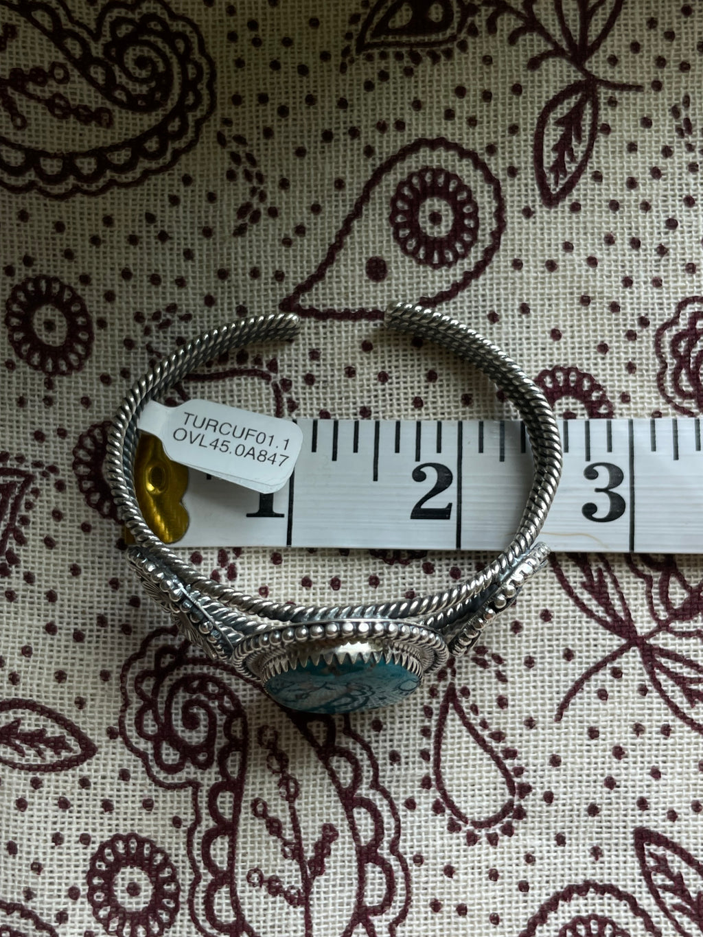 Turquoise Floral Cuff Bracelet | 925 Sterling Silver D273