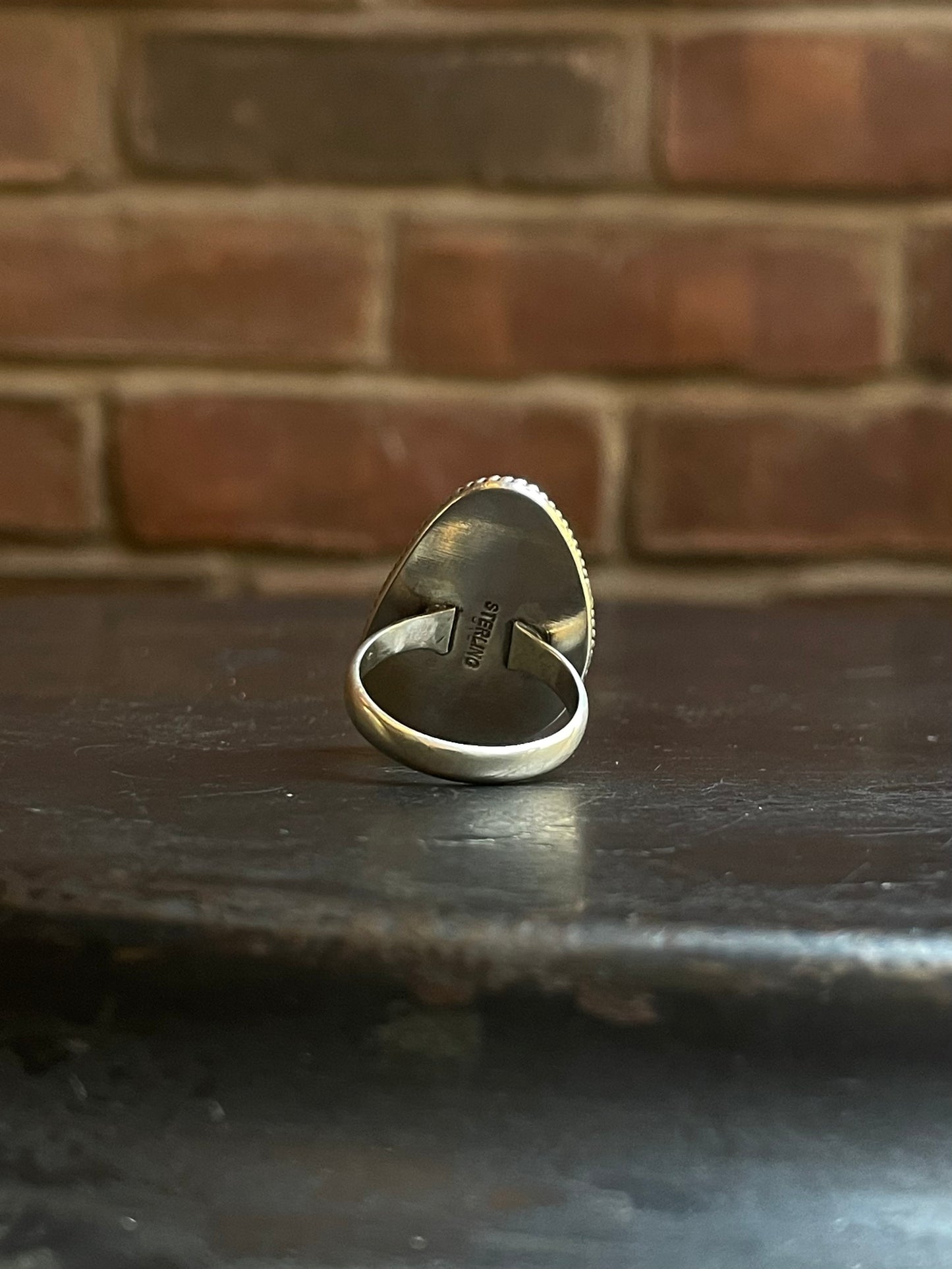 Turquoise Shadowbox Ring Size 8 | Sterling Silver E857