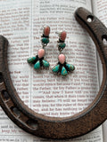 Pink Conch & Turquoise Stud Earrings | 925 Sterling Silver