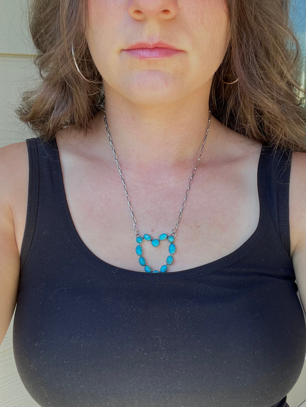 Kingman Turquoise Heart Necklace | 925 Sterling Silver D209