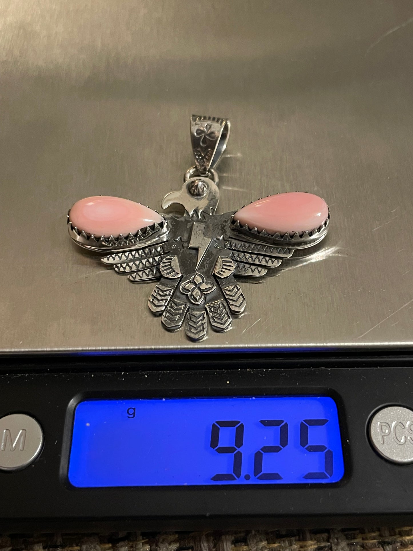 Pink Conch Thunderbird Pendant | Sterling Silver 925 B798