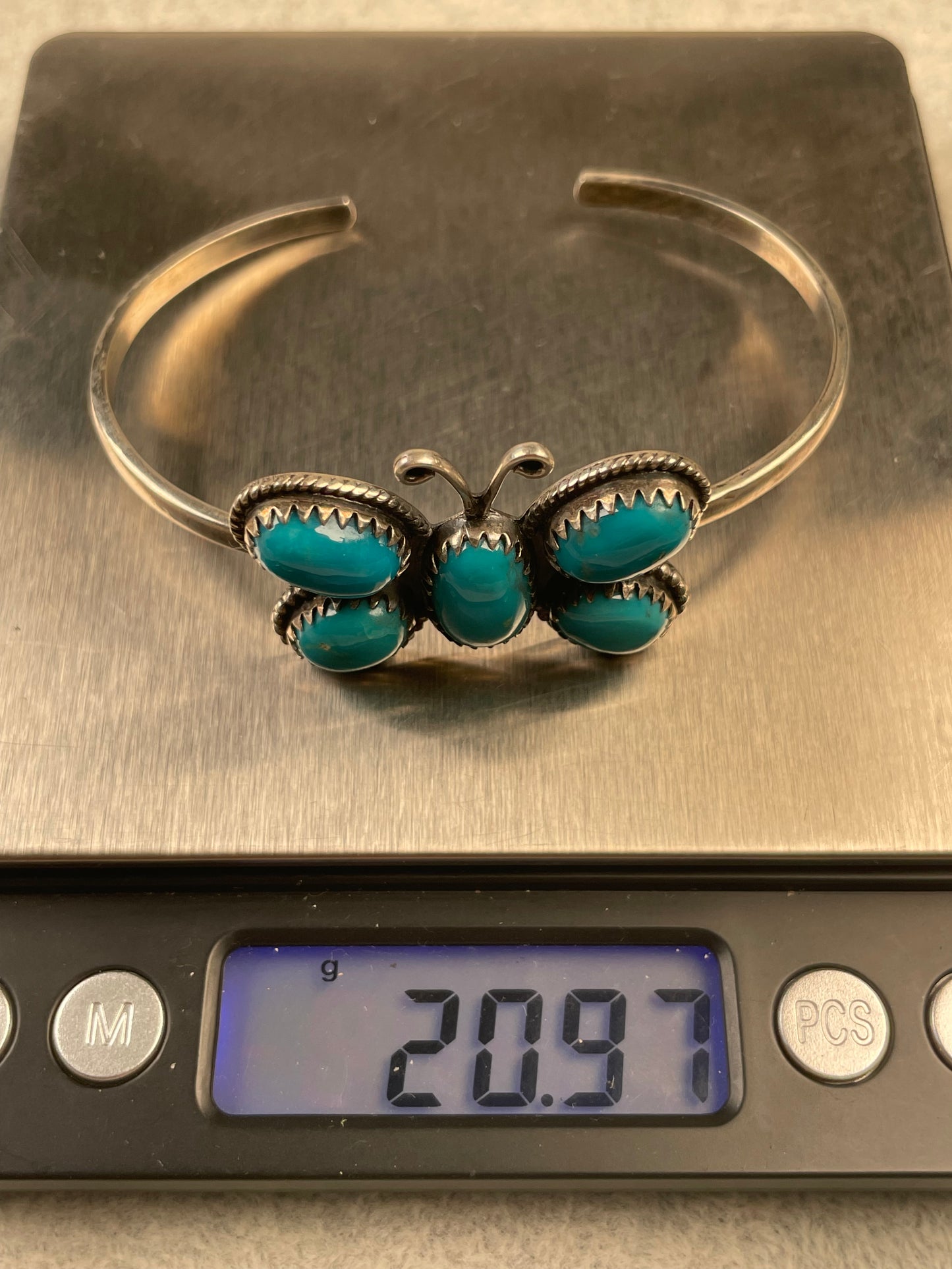Kingman Turquoise Butterfly Cuff Bracelet | 925 Sterling Silver D154