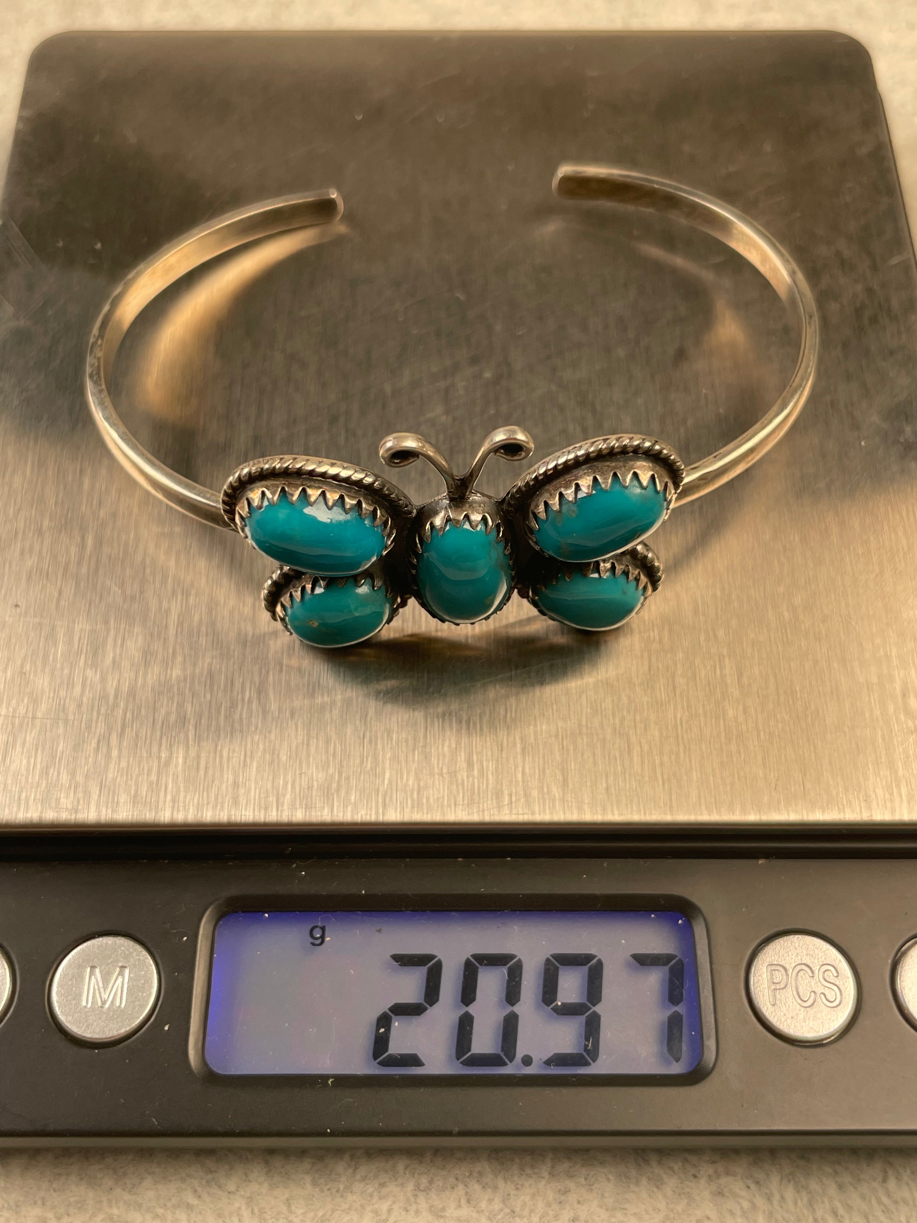 Kingman Turquoise Butterfly Cuff Bracelet | 925 Sterling Silver D154