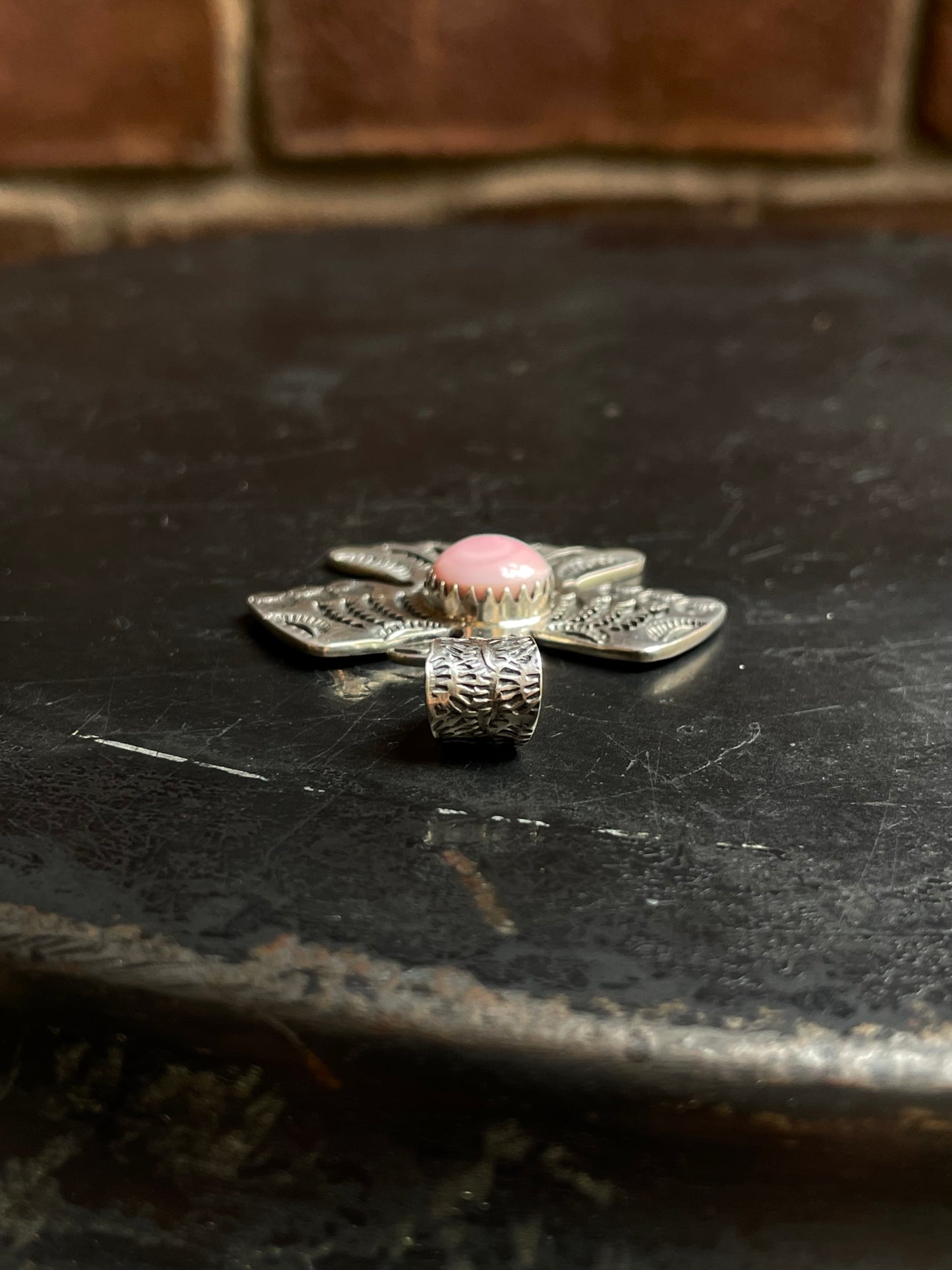 Pink Conch Thunderbird Pendant | 925 Sterling Silver E958