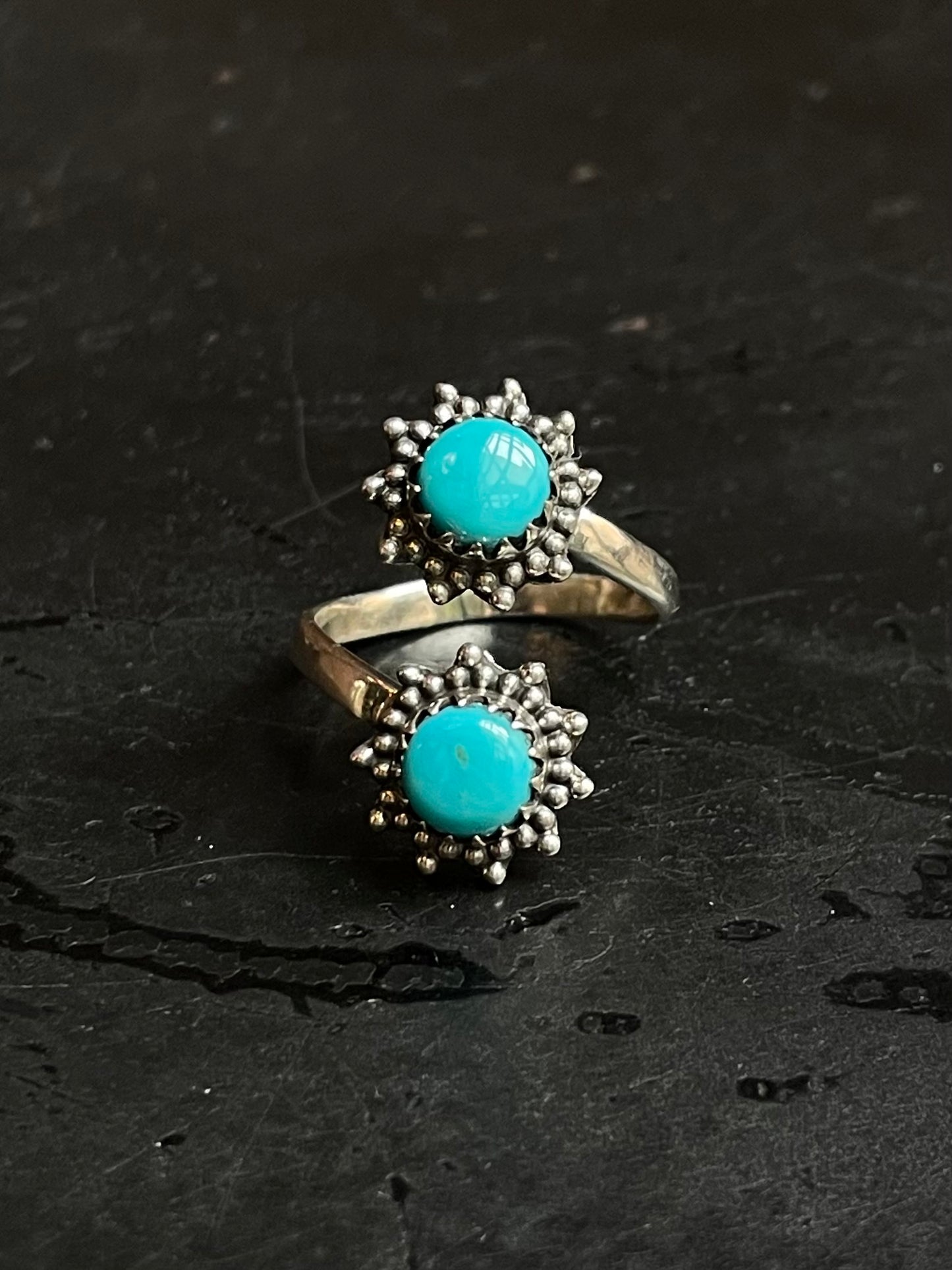 Kingman Turquoise Bypass Ring Size 7 | 925 Sterling Silver Southwest E143