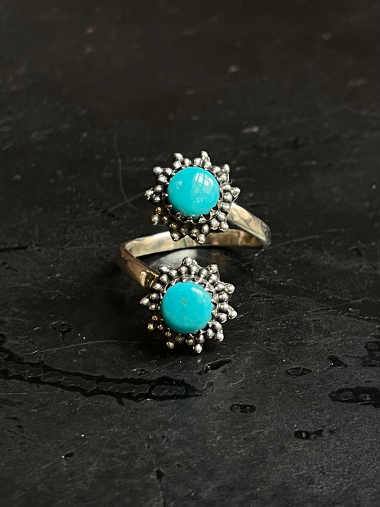 Kingman Turquoise Bypass Ring Size 7 | 925 Sterling Silver Southwest E143