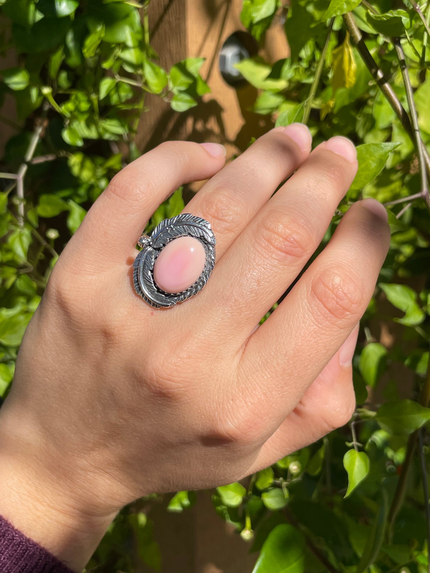 Pink Conch Leaf Ring | 925 Sterling Silver | Size 6 B281