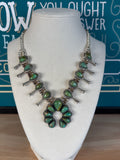Green Turquoise Naja Squash Blossom Necklace | 925 Sterling Silver