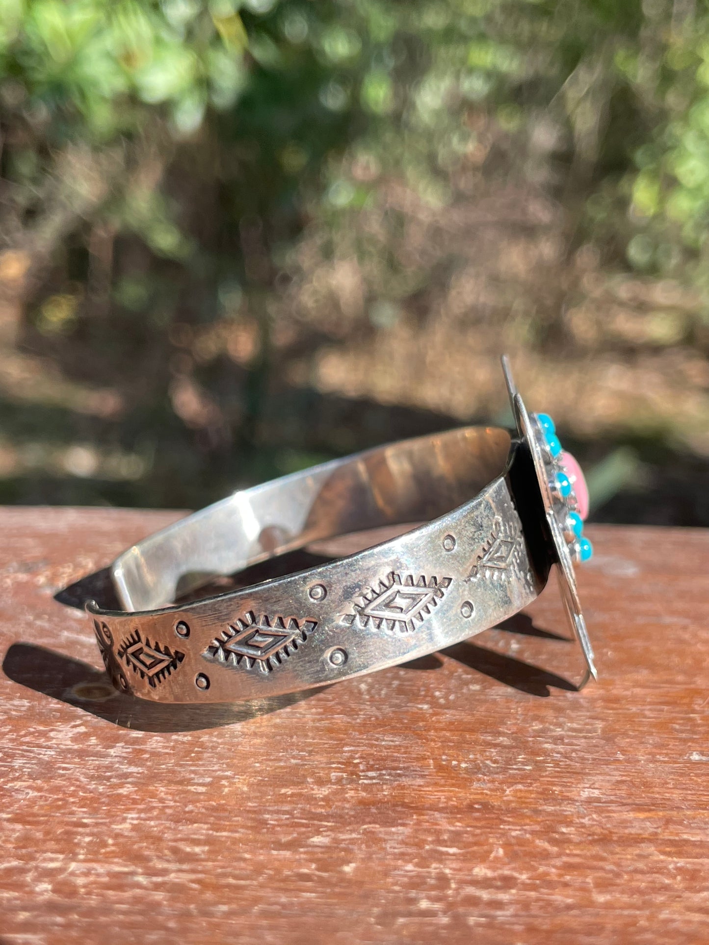 Pink Conch Turquoise Bow Cuff Bracelet | 925 Sterling Silver D115