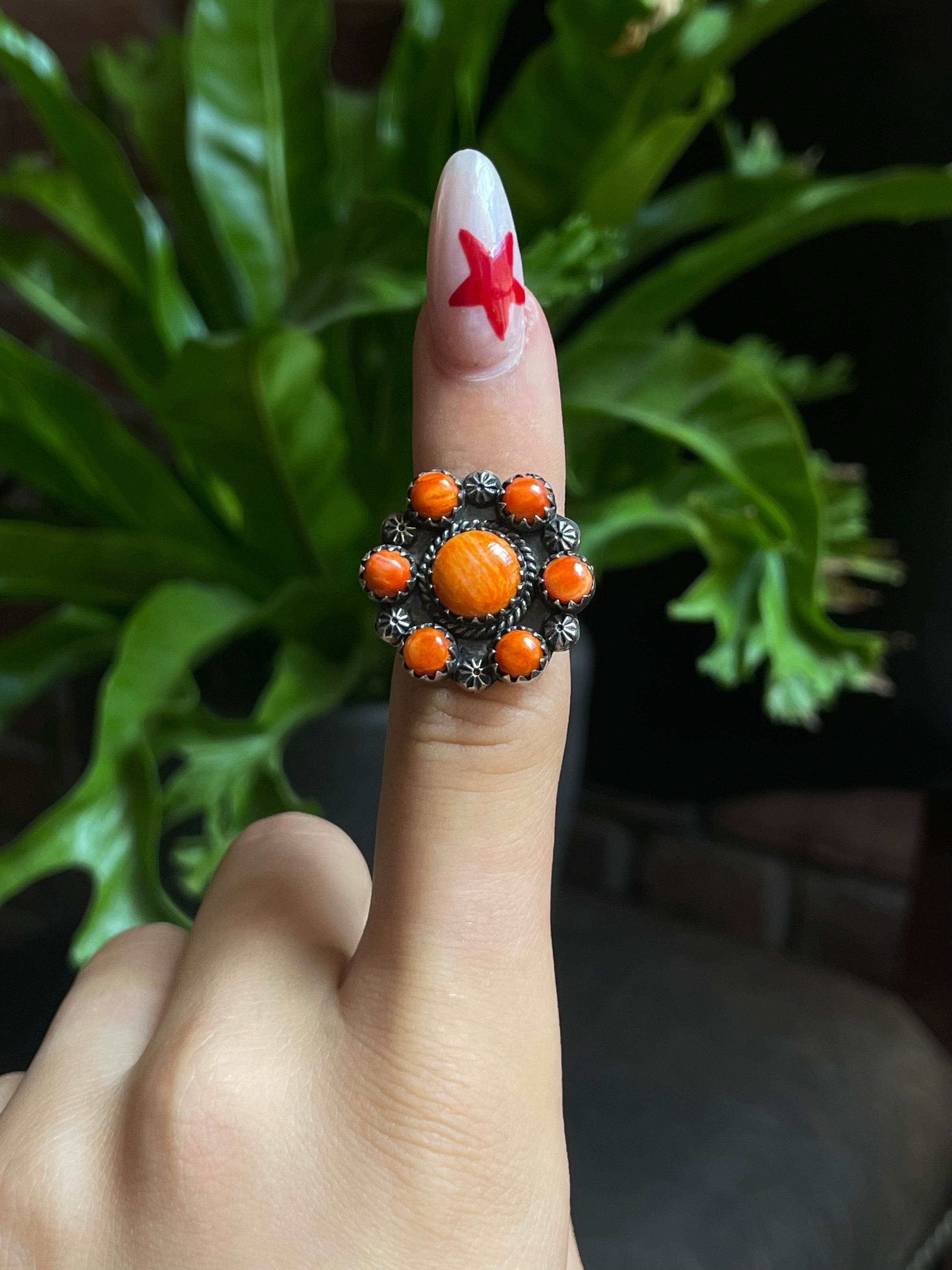 Spiny Oyster Flower Ring Size 6 | 925 Sterling Silver G545