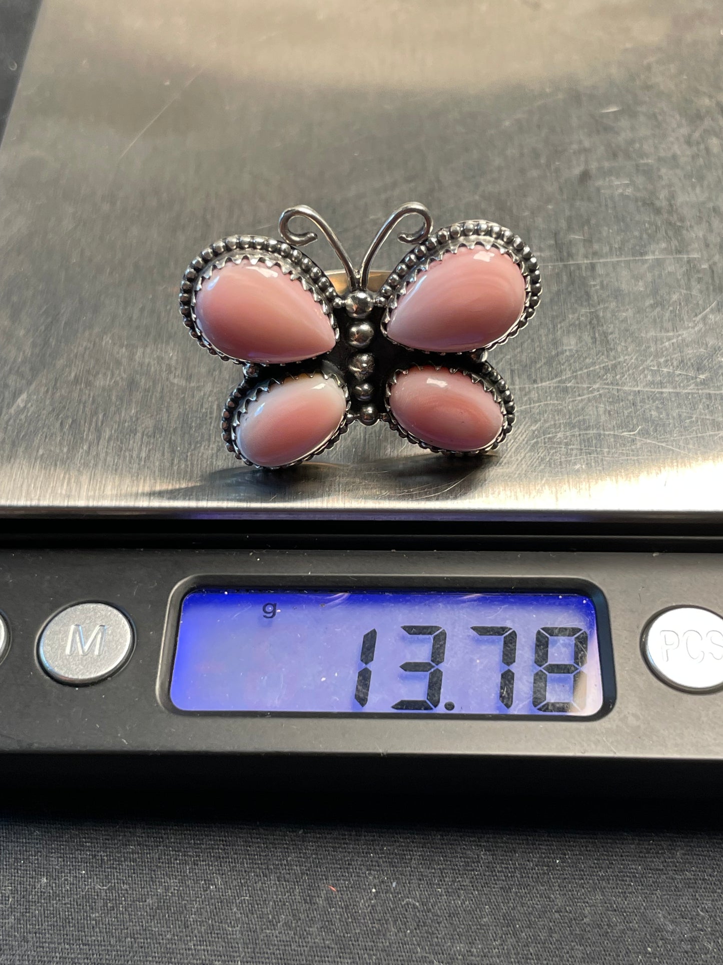 Pink Conch Butterfly Ring Size 9 | 925 Sterling Silver D177